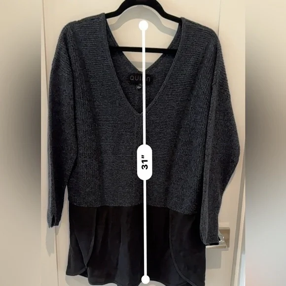 Quinn Cashmere Long Sleeve Sweater size Large L gray 60% cashmere 40%wool K - Picture 4 of 9